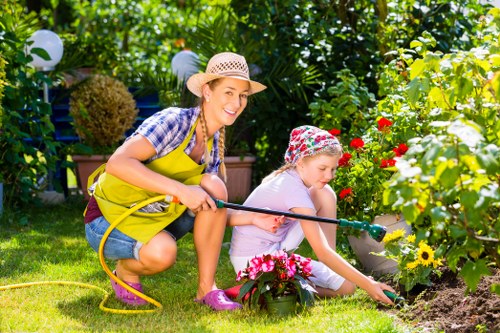 Garden maintenance alongside lawn cutting